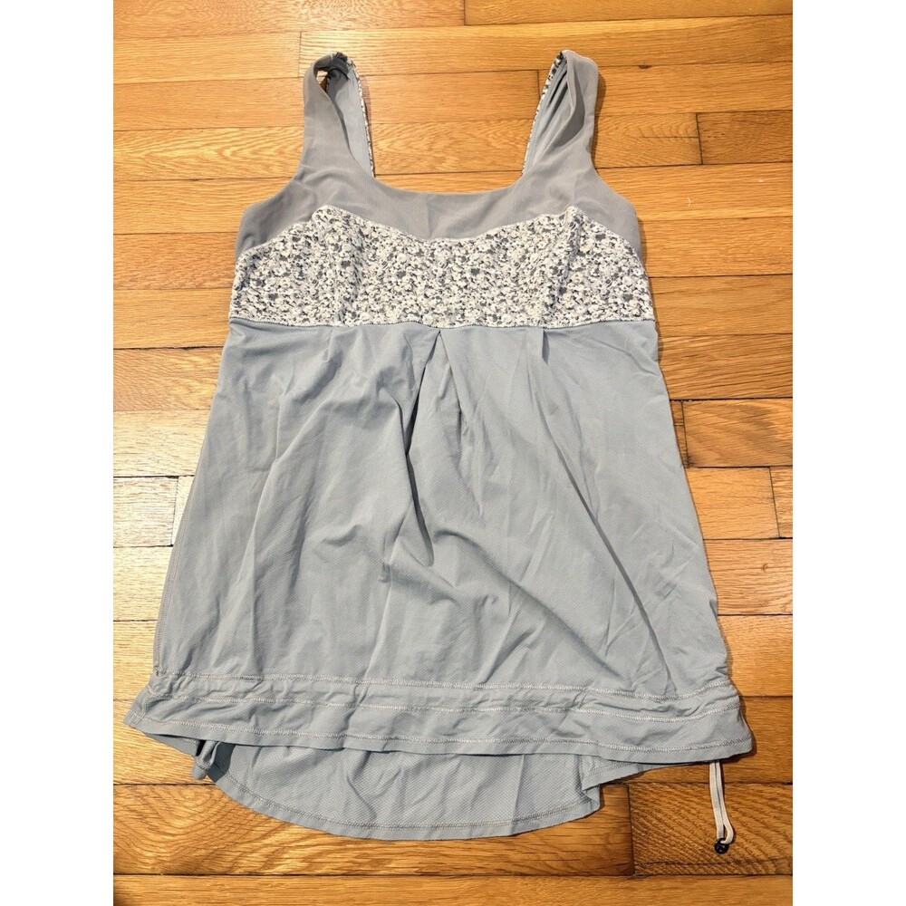 Lululemon Size 8 Elevate Tank Top Gray Floral - Picture 2 of 6